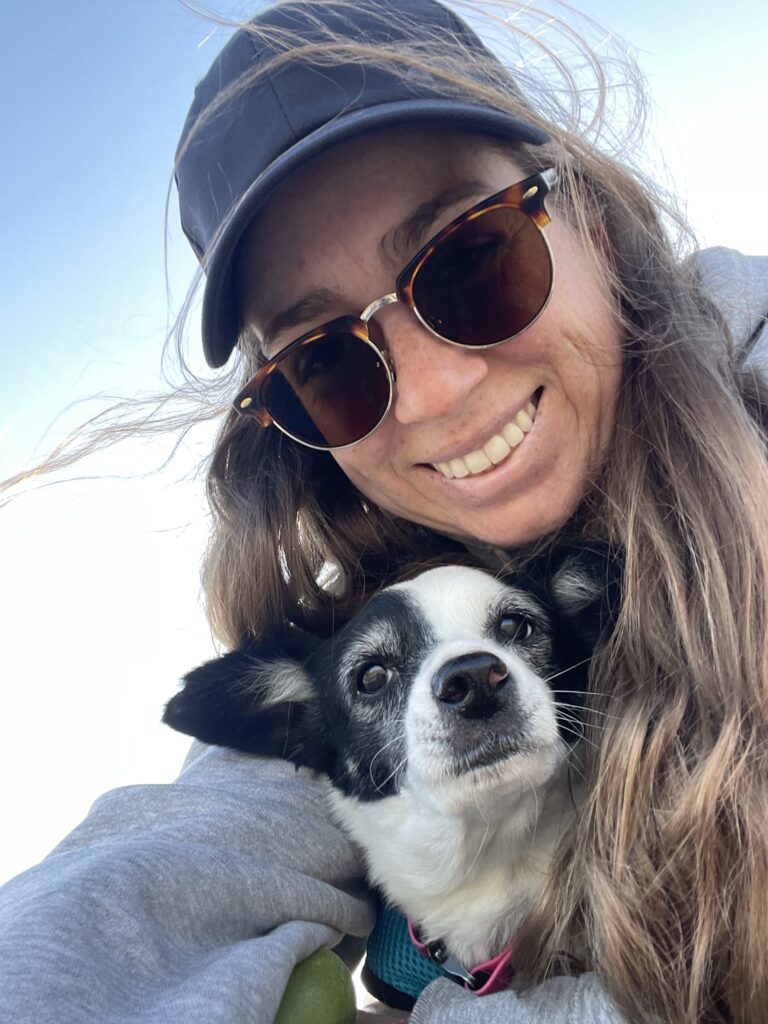 Beach Dog Selfie with Woman